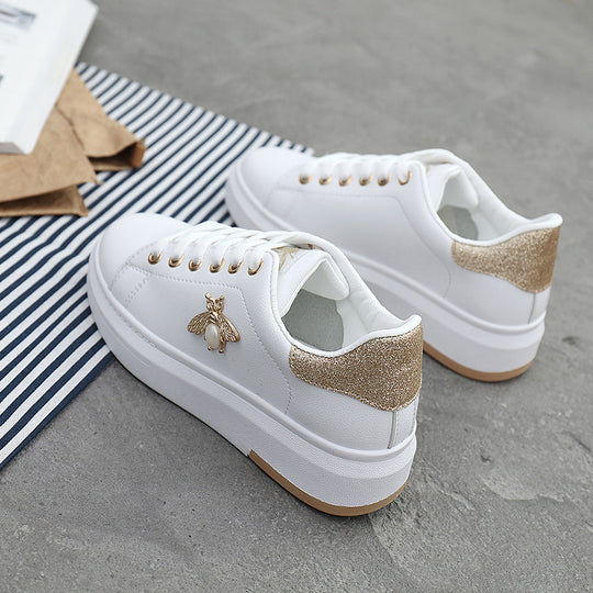 Damen modische Sneaker mit glitzerndem Akzent und Bienenanhänger R&B