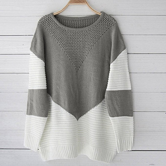 Damen stylischer Pullover mit modernen Farbblockmustern und raffiniertem Strickdesign R&B