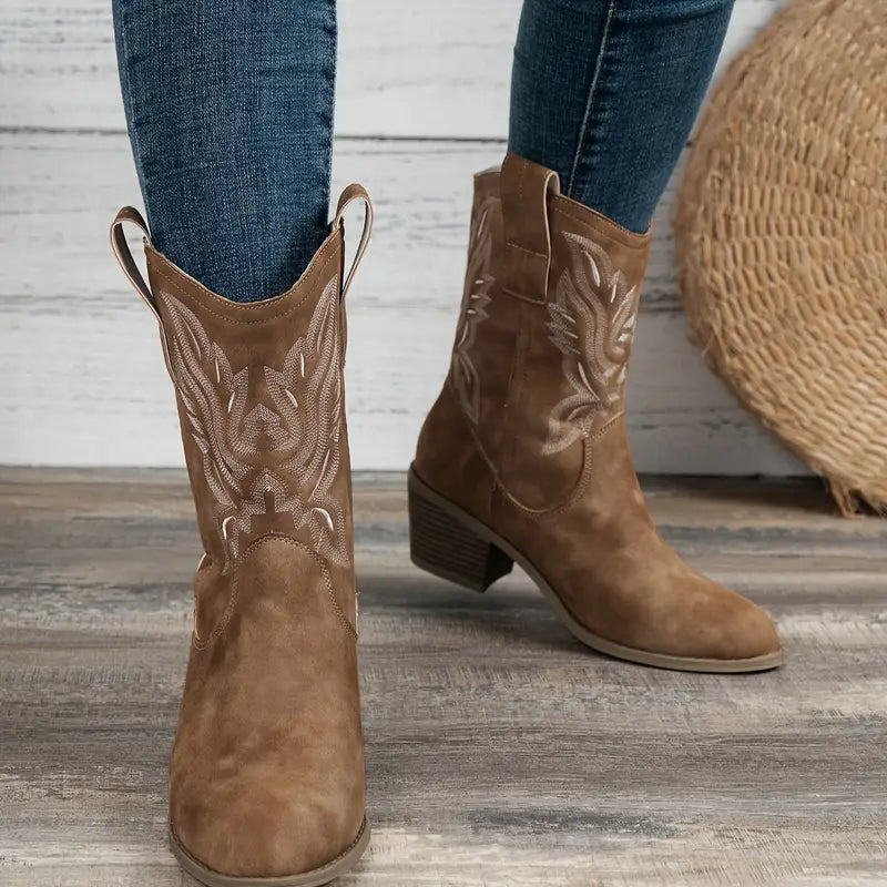 R&B | Retro-Cowboy Bestickte Ärmel Ritterstiefel