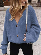 R&B | Damen Strickjacke mit Puffärmeln