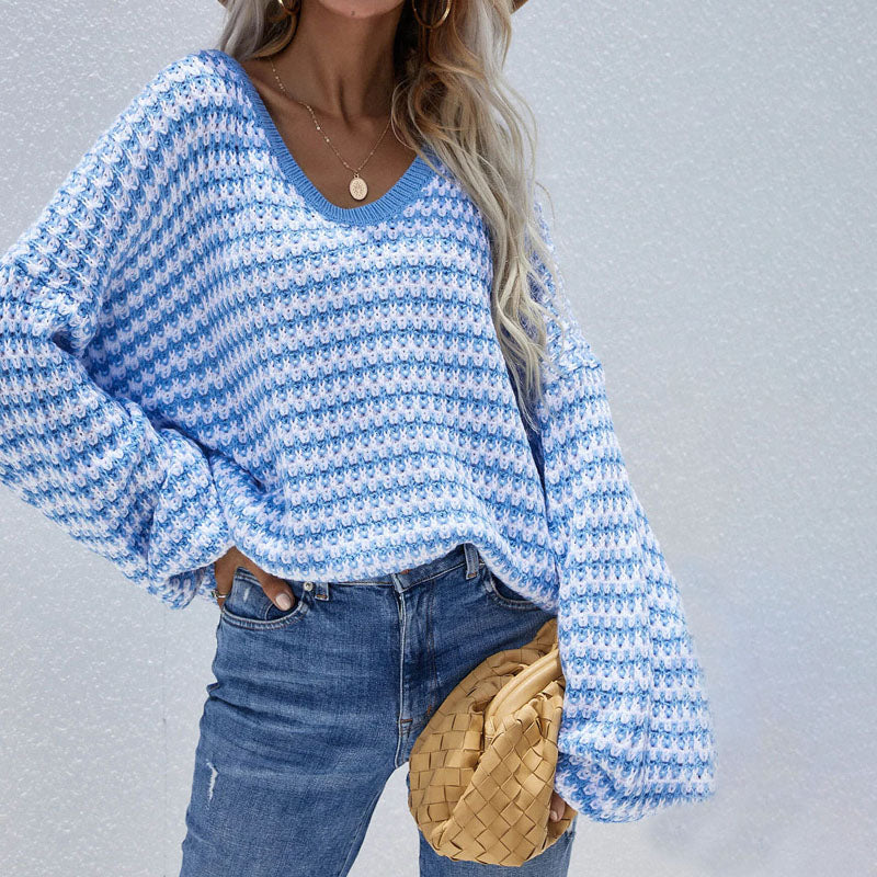 R&B | Gestreifter Strickpullover Für Modische Looks