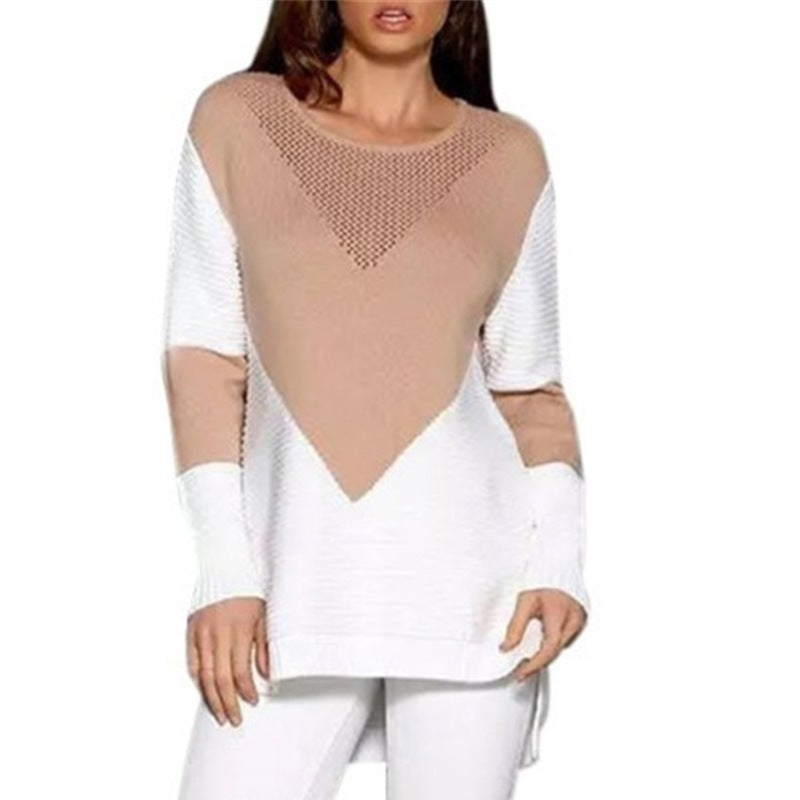 Damen stylischer Pullover mit modernen Farbblockmustern und raffiniertem Strickdesign R&B