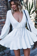 Damen Wickelkleid mit voluminösen Ärmeln und eleganter Taillierung R&B
