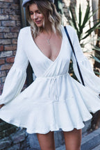 Damen Wickelkleid mit voluminösen Ärmeln und eleganter Taillierung R&B