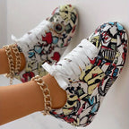 Damen Graffiti Druck Lage Turnschuhe