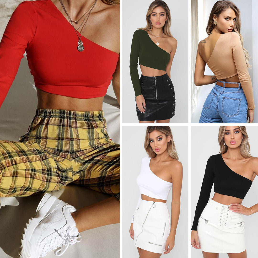 Damen Schulterfreies Crop-Top R&B