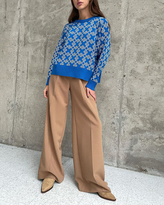 R&B | Muster Strickpullover Weich und Trendy Statement-look