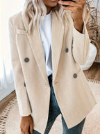 R&B | Eleganter Business Lange Blazer mit solider doppeltknöpfiger Revers Ideal für alle Jahreszeiten