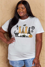 R&B | Simply Love Große Halloween-Themen Grafik Baumwoll-T-Shirt