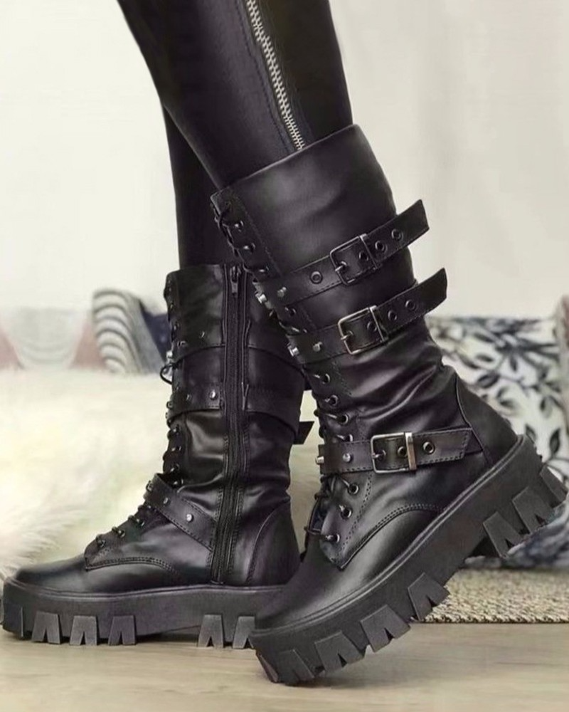 R&BMode | Stiefel Mit Reißverschluss Und Schnallen