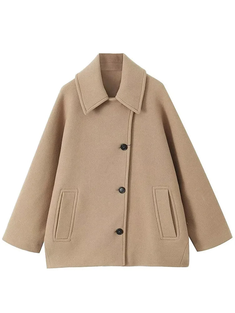 R&B | Übergrößen Jacke mit Umklappbarem Kragen und Seitentaschen