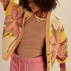 R&B | florale Strickjacke mit lockerer Passform und langen Ärmeln
