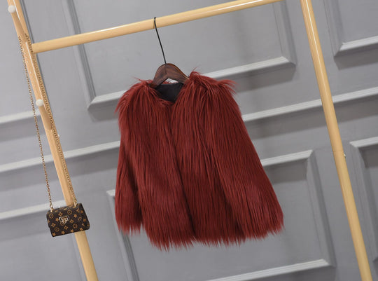 Damen Luxuriöser Kunstpelzjacke mit voluminösem Kragen R&B