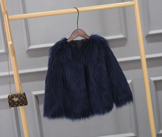 Damen Luxuriöser Kunstpelzjacke mit voluminösem Kragen R&B
