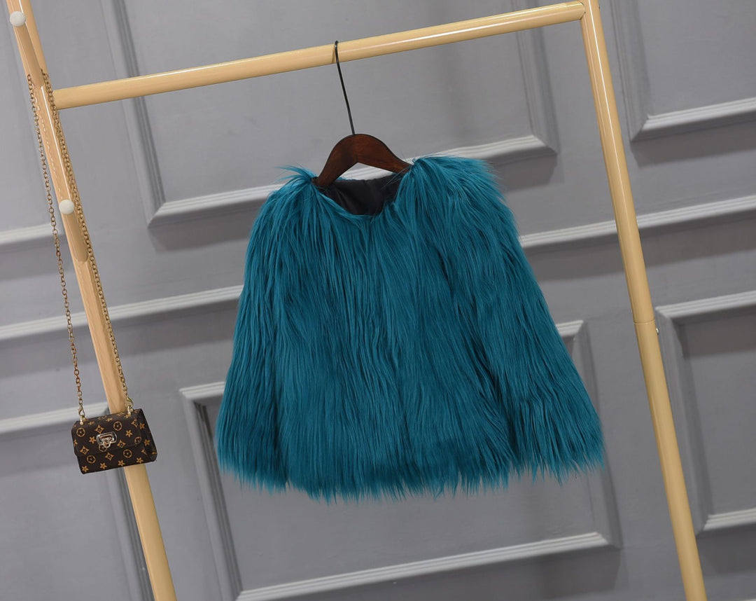 Damen Luxuriöser Kunstpelzjacke mit voluminösem Kragen R&B