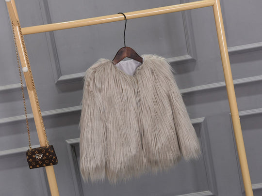 Damen Luxuriöser Kunstpelzjacke mit voluminösem Kragen R&B