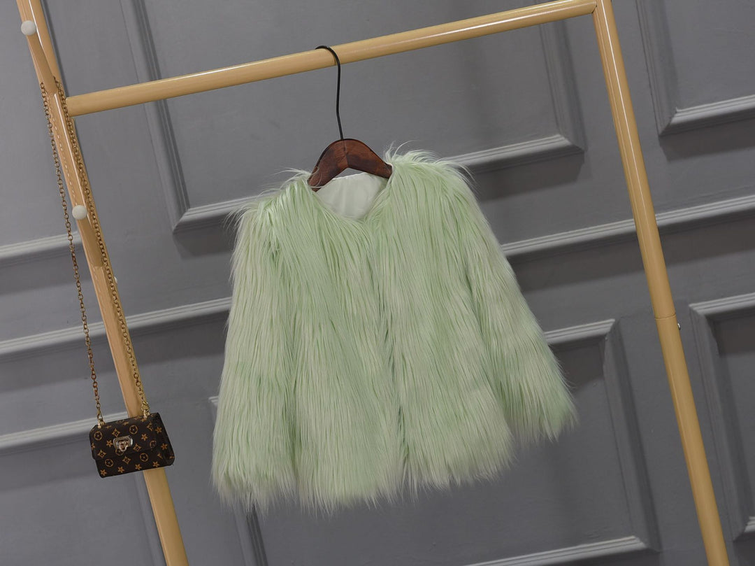 Damen Luxuriöser Kunstpelzjacke mit voluminösem Kragen R&B