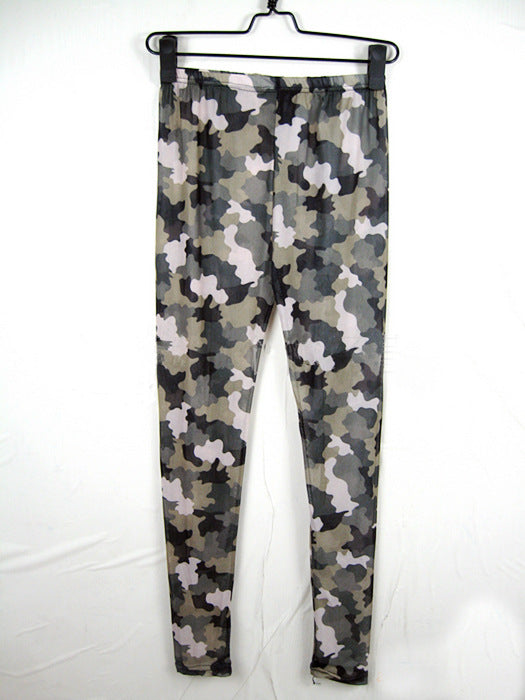 Damen Camouflage-Leggings im modischen High-Waist-Stil