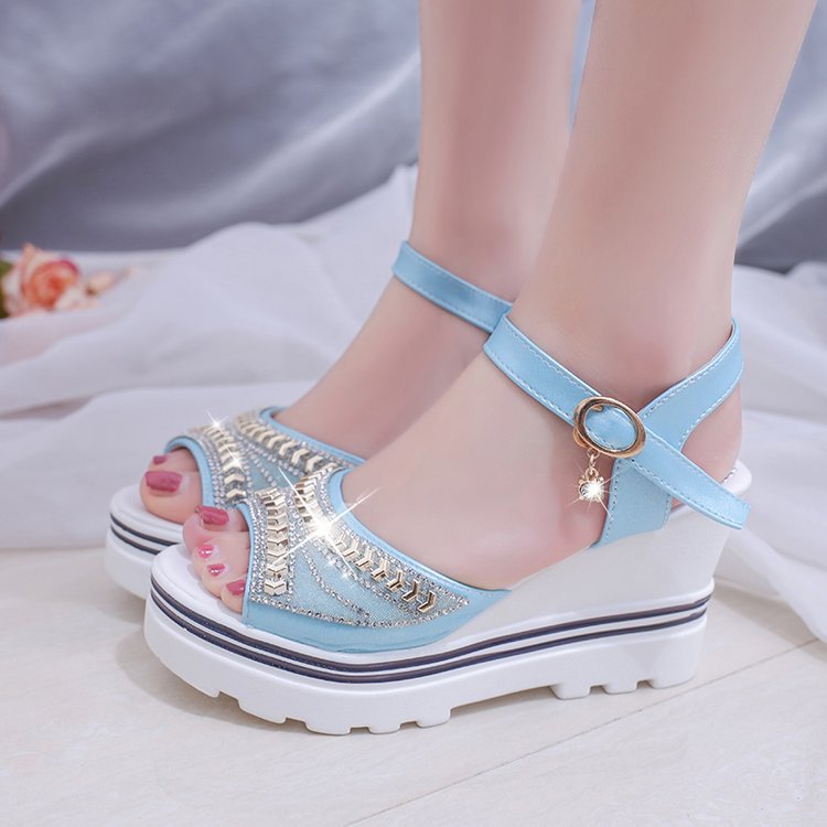 Damen Wedge-Sandalen mit funkelnden Akzenten und rutschfester Sohle R&B