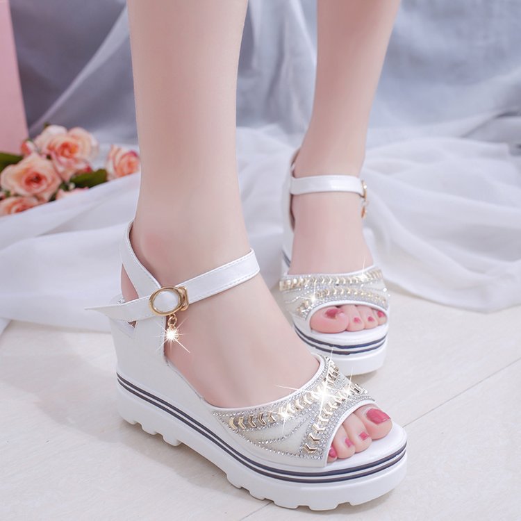 Damen Wedge-Sandalen mit funkelnden Akzenten und rutschfester Sohle R&B