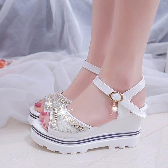 Damen Wedge-Sandalen mit funkelnden Akzenten und rutschfester Sohle R&B