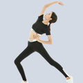 Damen Sportliches Kurzarm-Top und Leggings Set