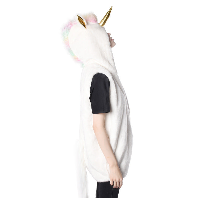 Damen Kuschelige Einhorn-Weste mit Kapuze R&B
