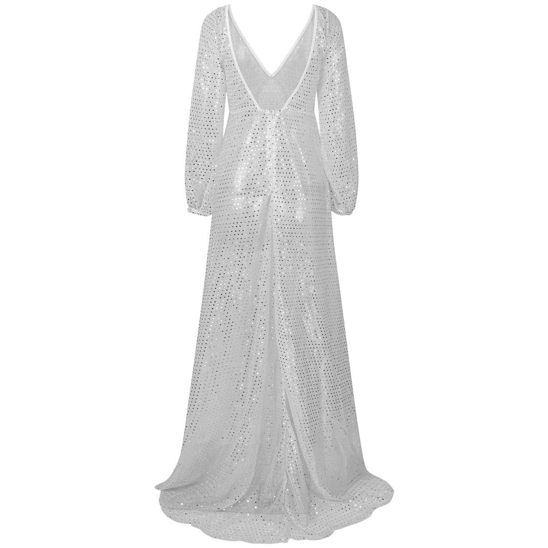 Damen Hochwertiges Abendkleid mit funkelnden Pailletten und transparentem Stoff R&B