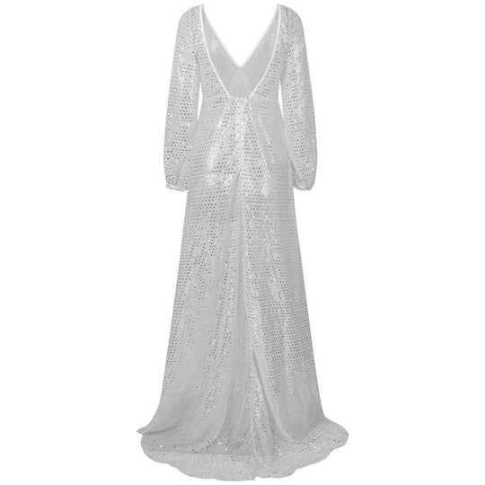 Damen Hochwertiges Abendkleid mit funkelnden Pailletten und transparentem Stoff R&B