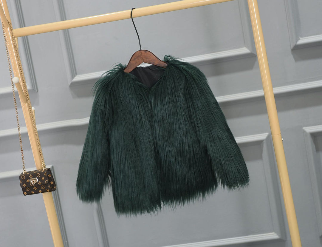 Damen Luxuriöser Kunstpelzjacke mit voluminösem Kragen R&B