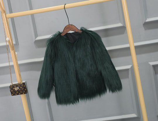 Damen Luxuriöser Kunstpelzjacke mit voluminösem Kragen R&B
