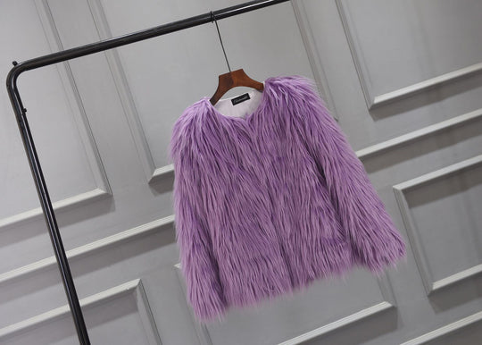 Damen Luxuriöser Kunstpelzjacke mit voluminösem Kragen R&B