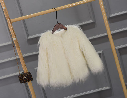 Damen Luxuriöser Kunstpelzjacke mit voluminösem Kragen R&B