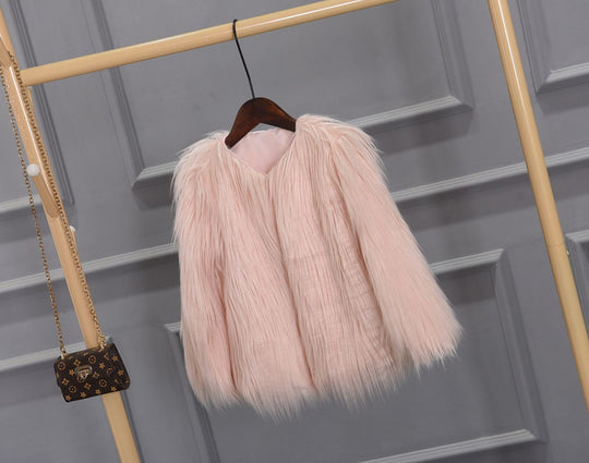 Damen Luxuriöser Kunstpelzjacke mit voluminösem Kragen R&B