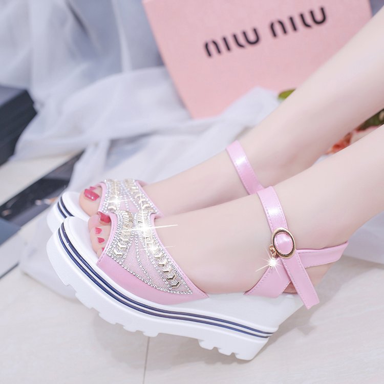 Damen Wedge-Sandalen mit funkelnden Akzenten und rutschfester Sohle R&B