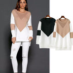 Damen modischer Strickpullover mit stilvollem Farbblockdesign und lässigem Schnitt