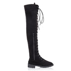 Damen Overkneestiefel aus weichem Wildleder mit dekorativem Schnür-Design R&B