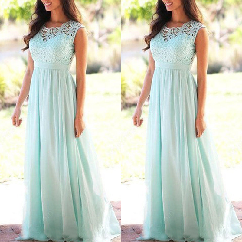 Damen Maxikleid mit elegantem Spitzenoberteil und tiefem Rücken R&B