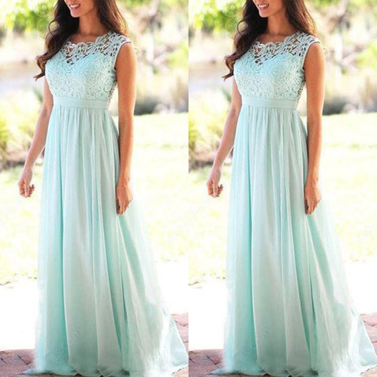Damen Maxikleid mit elegantem Spitzenoberteil und tiefem Rücken R&B