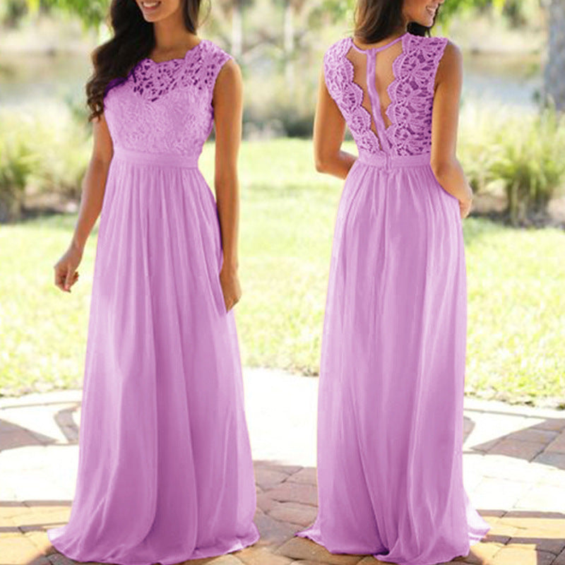 Damen Maxikleid mit elegantem Spitzenoberteil und tiefem Rücken R&B
