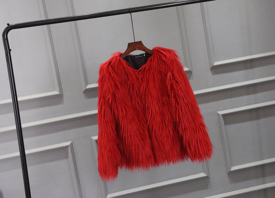 Damen Luxuriöser Kunstpelzjacke mit voluminösem Kragen R&B