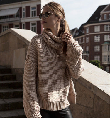 Damen Kuscheliger Strickpullover mit hohem Kragen und strukturierter Oberfläche