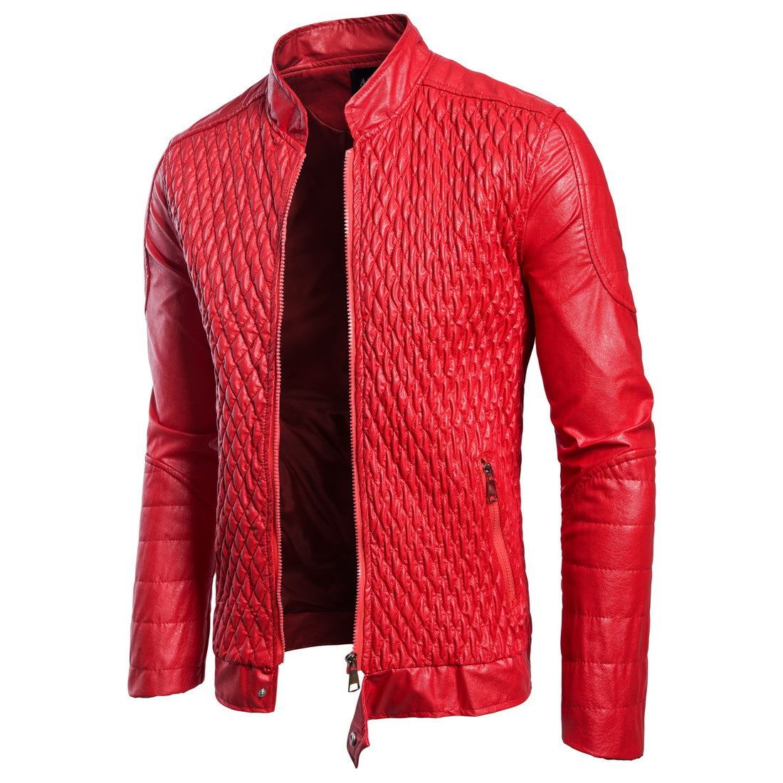 Herren modische Kunstlederjacke mit modernem Steppdesign