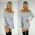 Damen Strickkleid mit Off-Shoulder-Ausschnitt und weitem Schnitt
