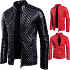 Herren modische Kunstlederjacke mit modernem Steppdesign