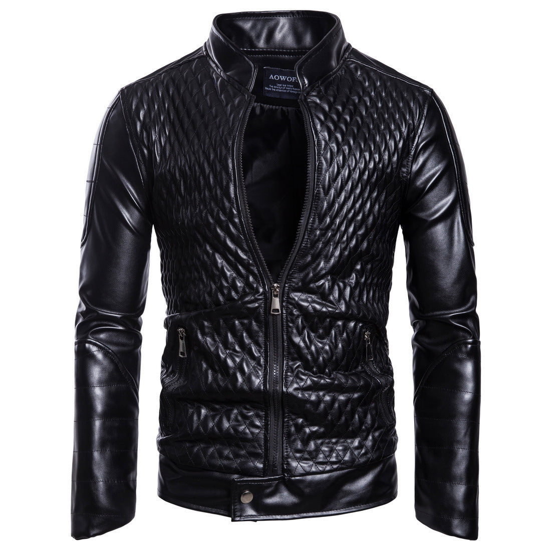 Herren modische Kunstlederjacke mit modernem Steppdesign