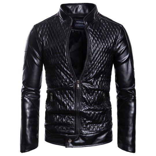 Herren modische Kunstlederjacke mit modernem Steppdesign R&B