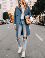 R&B | Damen Winter Wollmantel mit spitzem Revers
