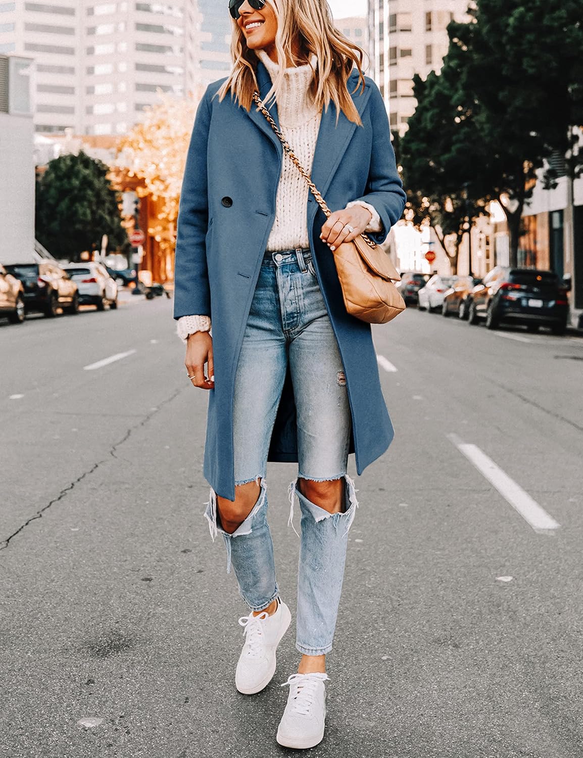 R&B | Damen Winter Wollmantel mit spitzem Revers