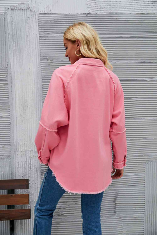 R&B | Raw Hem Kragen Denimjacke